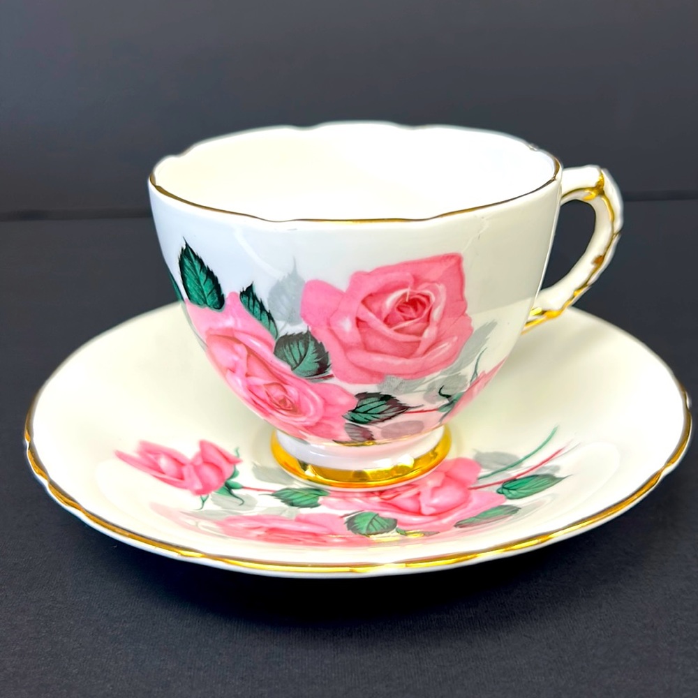 Vintage fine bone china teacup and saucer by “ Royal Trent” England